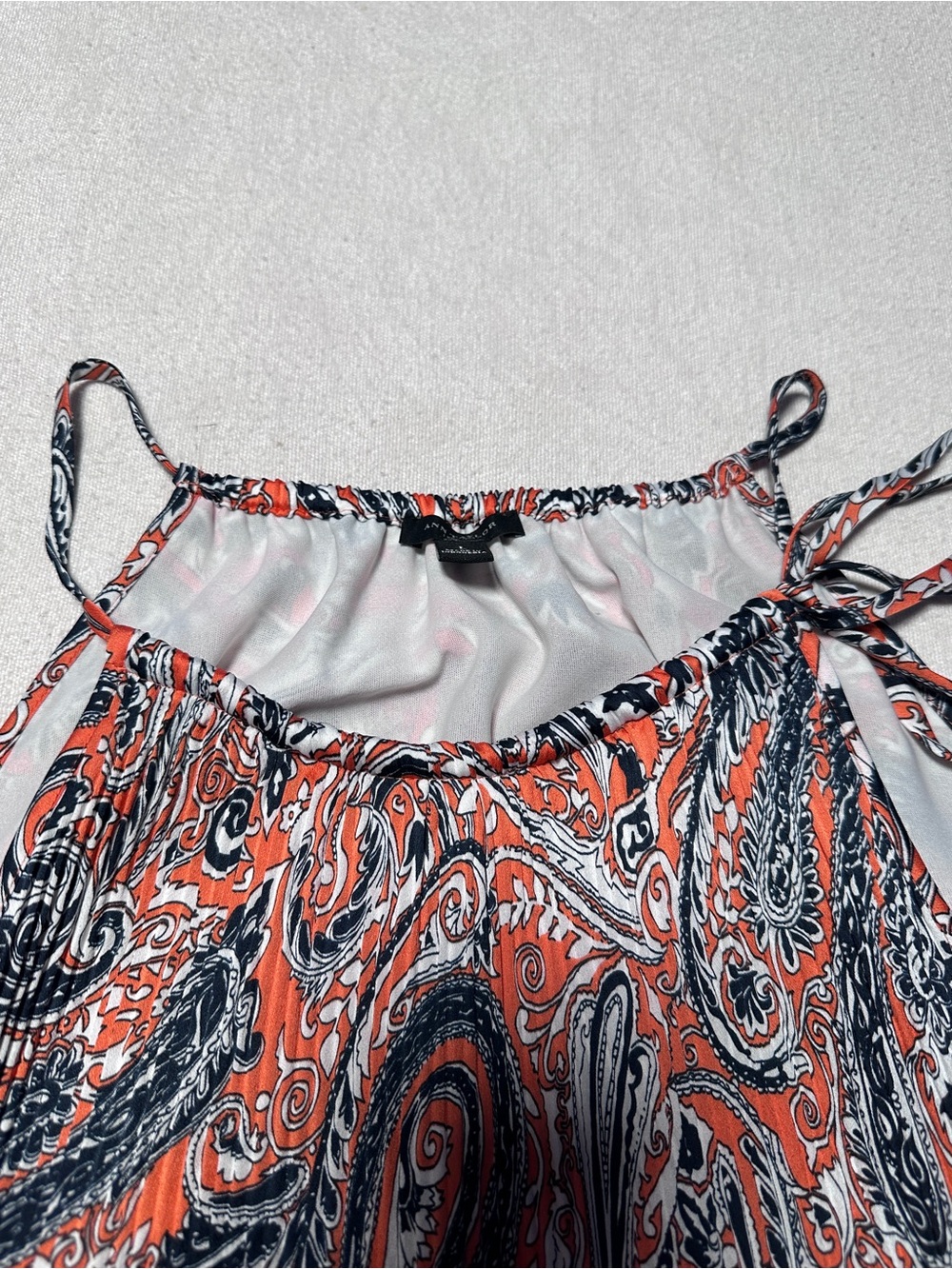 Ann Taylor Paisley Halter Tank in Orange and Black - Picture 3 of 11